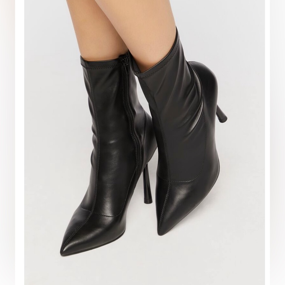 Forever 21 faux leather stiletto booties.